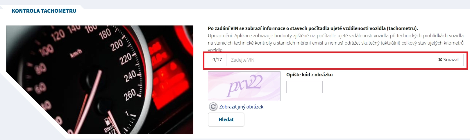 MDČR kontrola tachometru