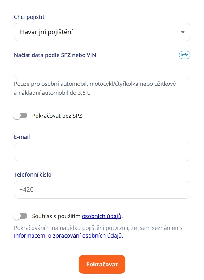 havarijní pojištění kalkulačka bez osobních údajů ukázka