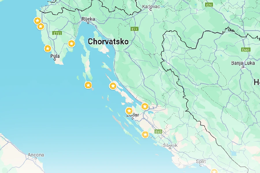 Kempy Chorvatsko mapa