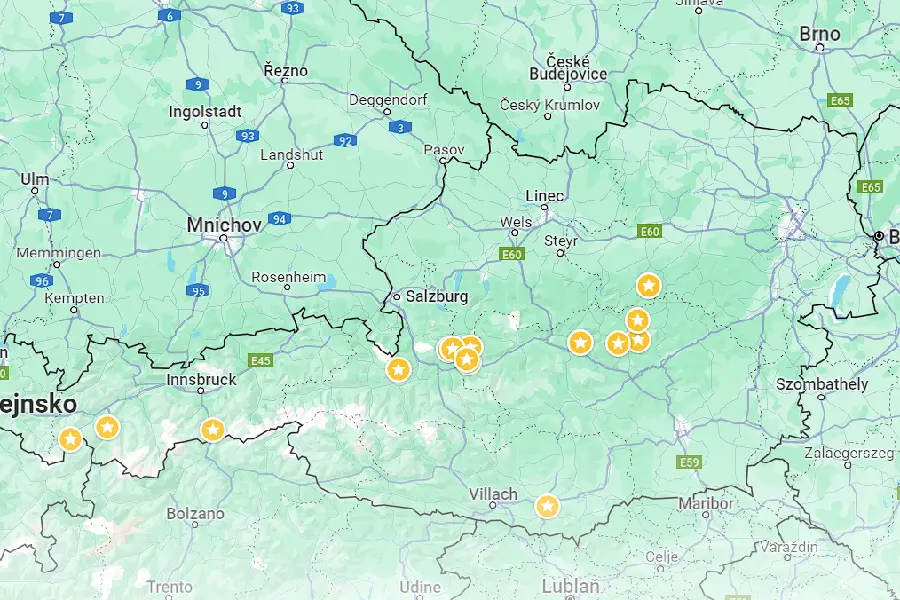 Ferraty Rakousko mapa