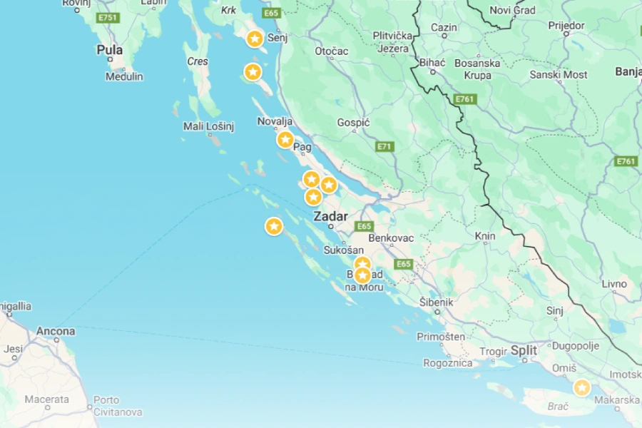 Mapa psench pl Chorvatsko